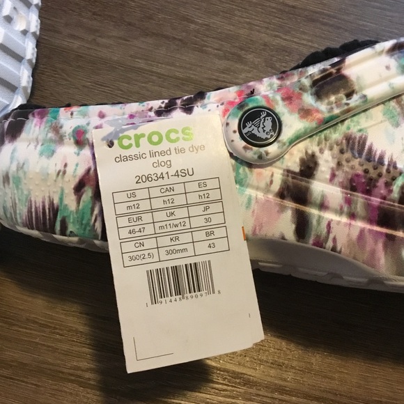 Crocs Tie Dye Lined Shoes Size 12 - Picture 6 of 6